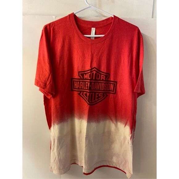HD Harley Davidson soft tee shirt top Xl poly cotton light red and white - Picture 1 of 5